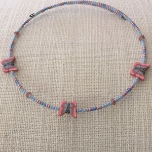 Roxy surfer girl butterfly beaded choker necklace